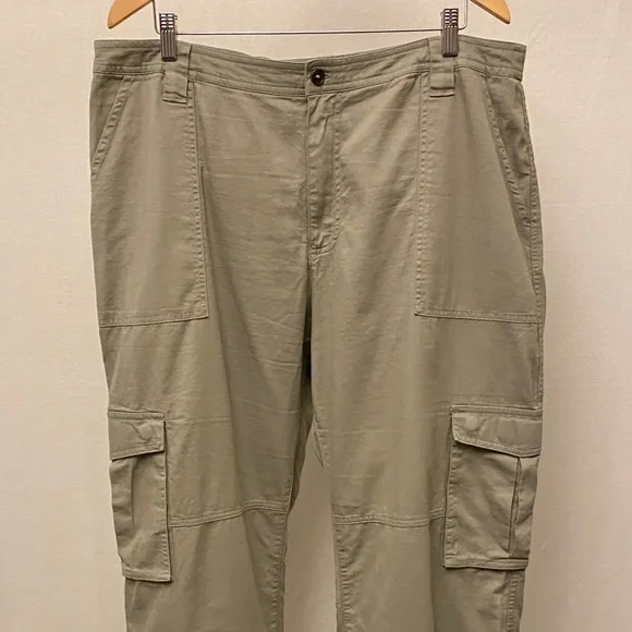 Abercrombie XL Cargo Relaxed Jogger Pants Women’s Tan Beige Cotton Lyocell - Picture 4 of 12